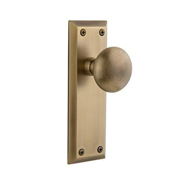 Passage 2.375 Grandeur Fifth Avenue Plate with Fifth Avenue Knob Polished Brass 